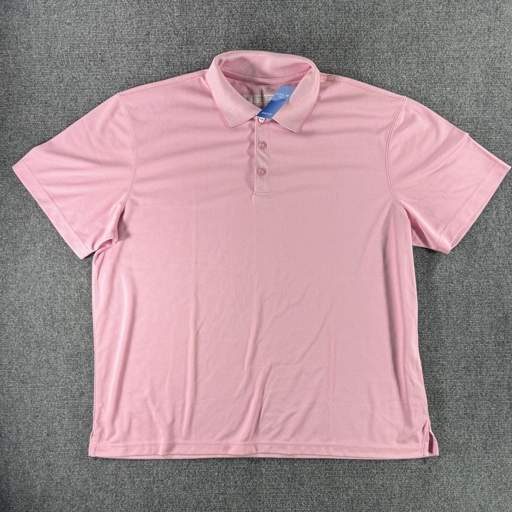 Haggar Cool 18 Tec Mens XL Pink Polo Shirt Stretch Quick Dry Short Sleeve New